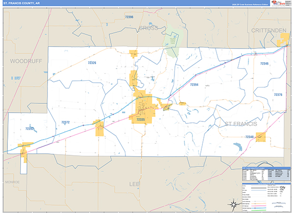 St. Francis County, AR Zip Code Map
